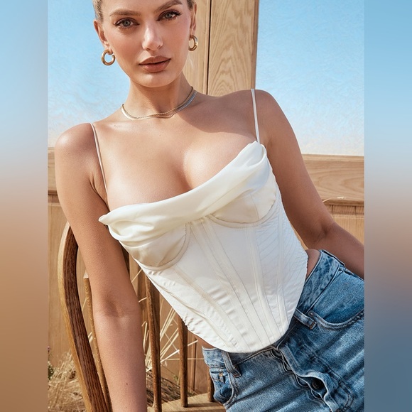 HOUSE OF CB Other - HOUSE OF CB Ivory Satin Corset Top